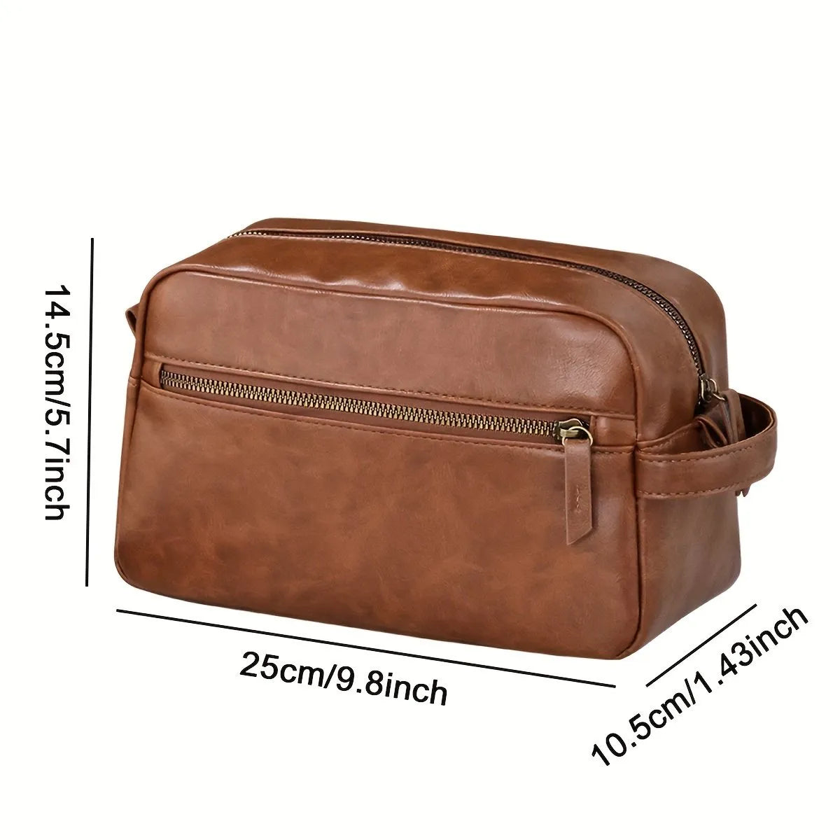 Luxe PU Leather Toiletry Bag – Waterproof, Compact & Stylish Travel Organizer