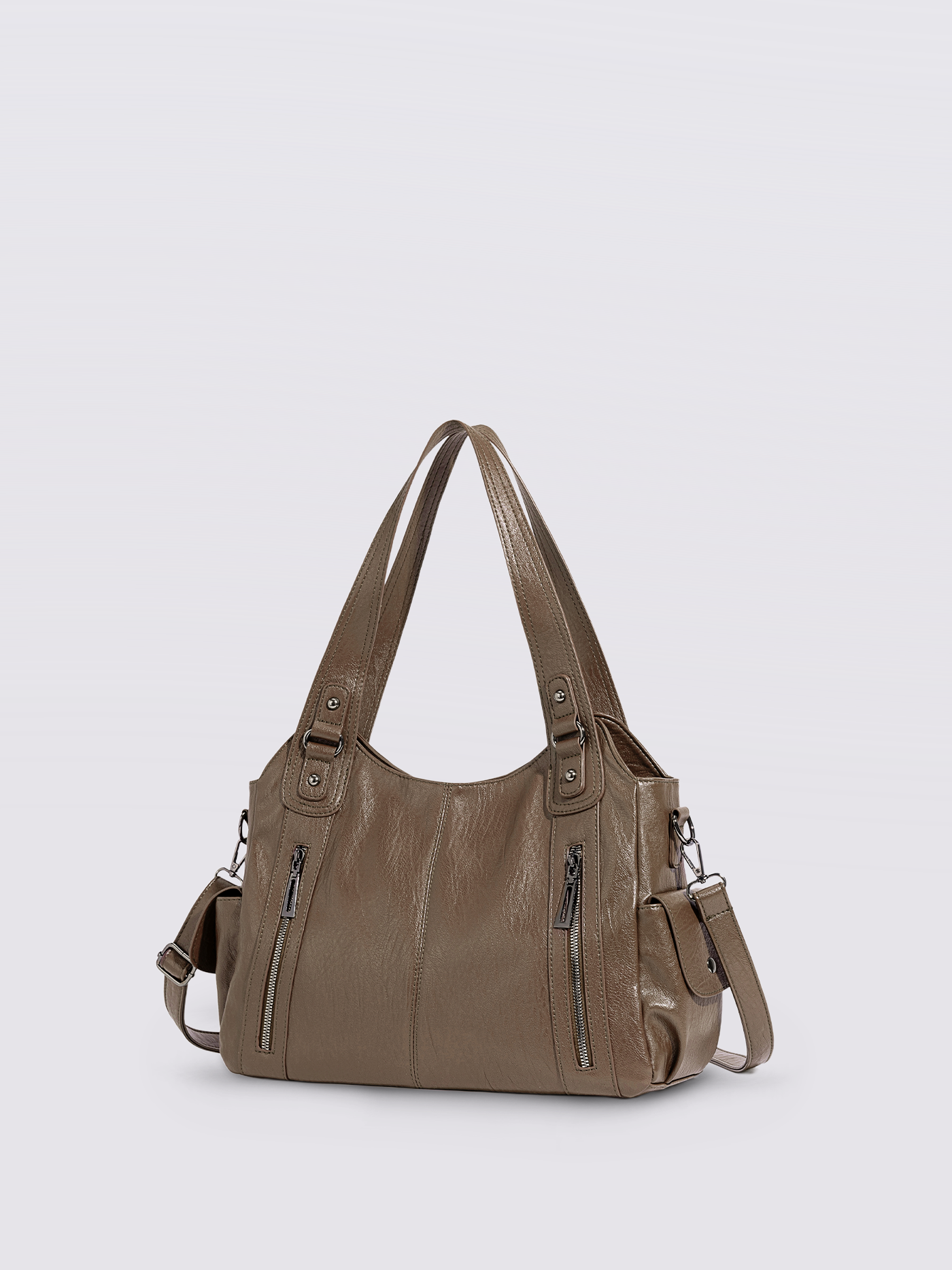 Black Leather Shoulder Bag with Side Pockets – Spacious & Elegant Women’s Leather Handbag