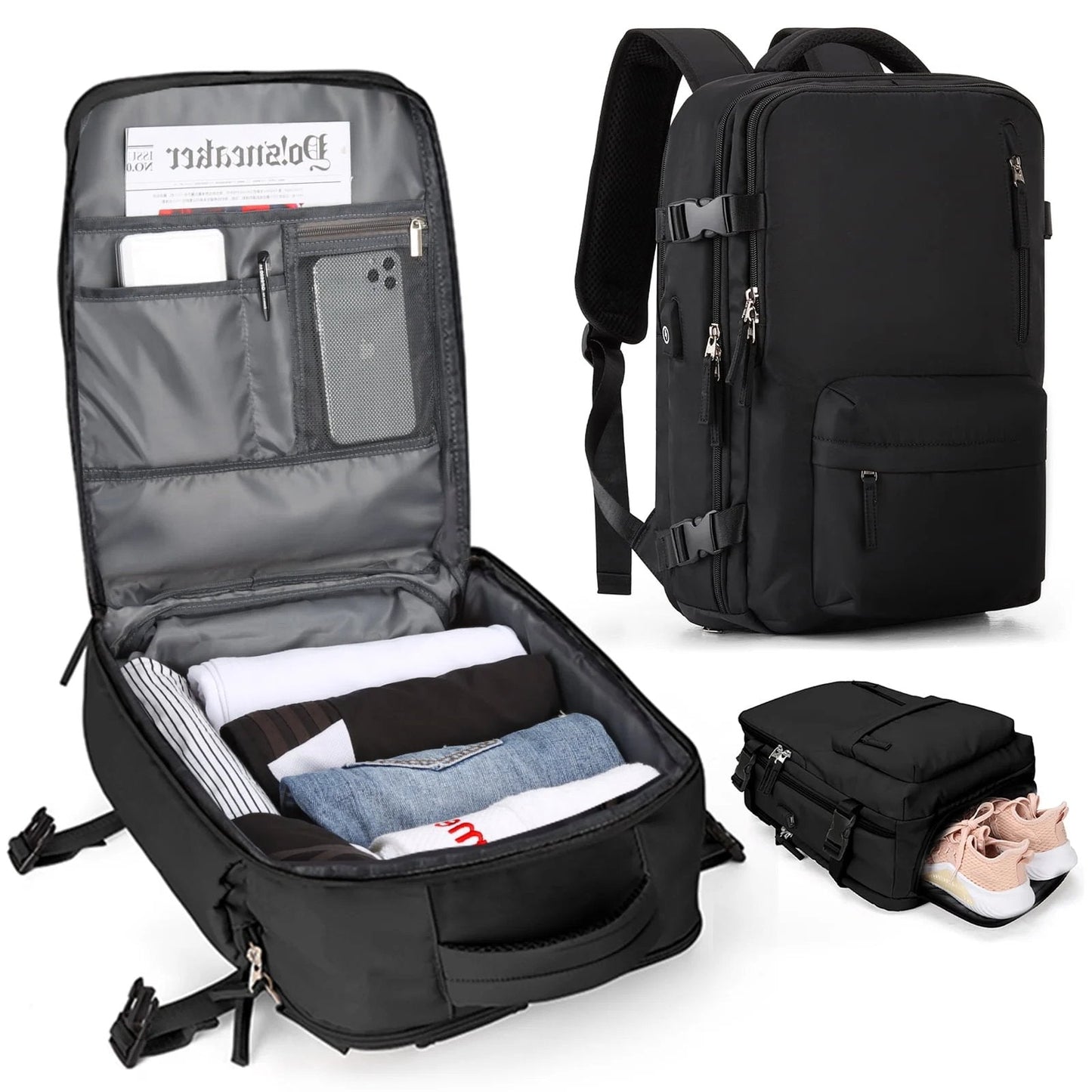 Waterproof Travel Backpack with USB Port – 30L Hiking & Commuter Backpack for Men & Women