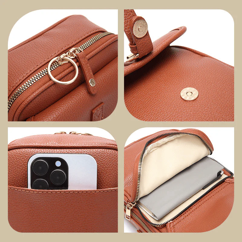 Stylish Small Leather Crossbody Bag for Women – Compact & Practical with Multiple Pockets
