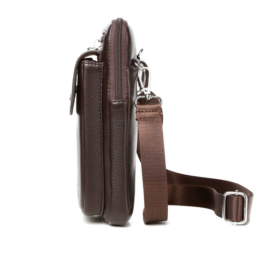 Men’s Anti-Theft PU Leather Crossbody Bag – Stylish & Compact Shoulder Sling
