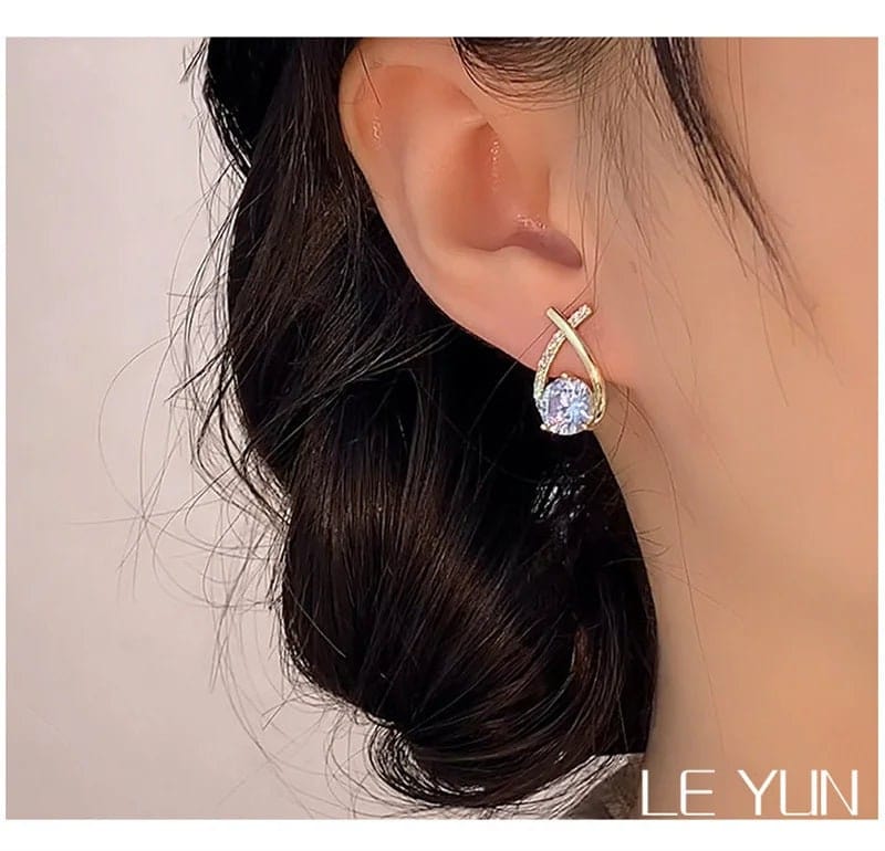 Gold-Plated Crystal Cross Stud Earrings – Hypoallergenic Stainless Steel Elegant Gift for Her