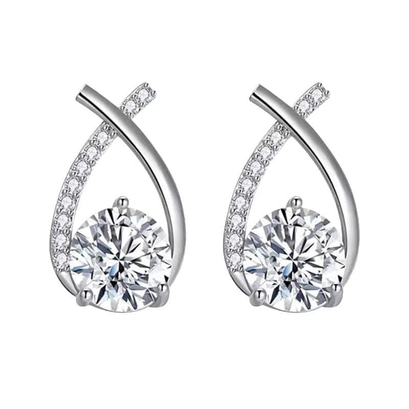 Gold-Plated Crystal Cross Stud Earrings – Hypoallergenic Stainless Steel Elegant Gift for Her