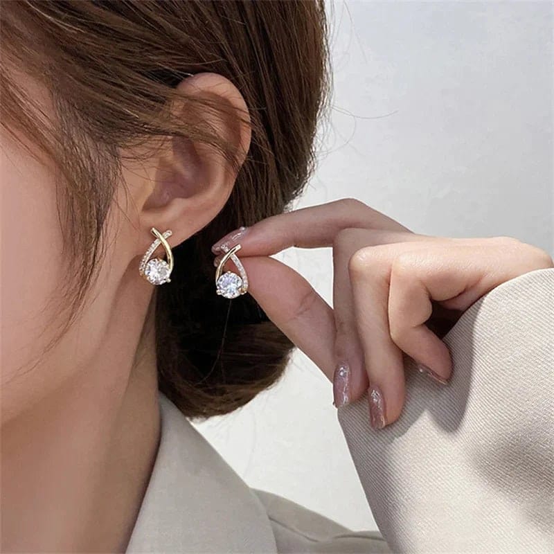Gold-Plated Crystal Cross Stud Earrings – Hypoallergenic Stainless Steel Elegant Gift for Her