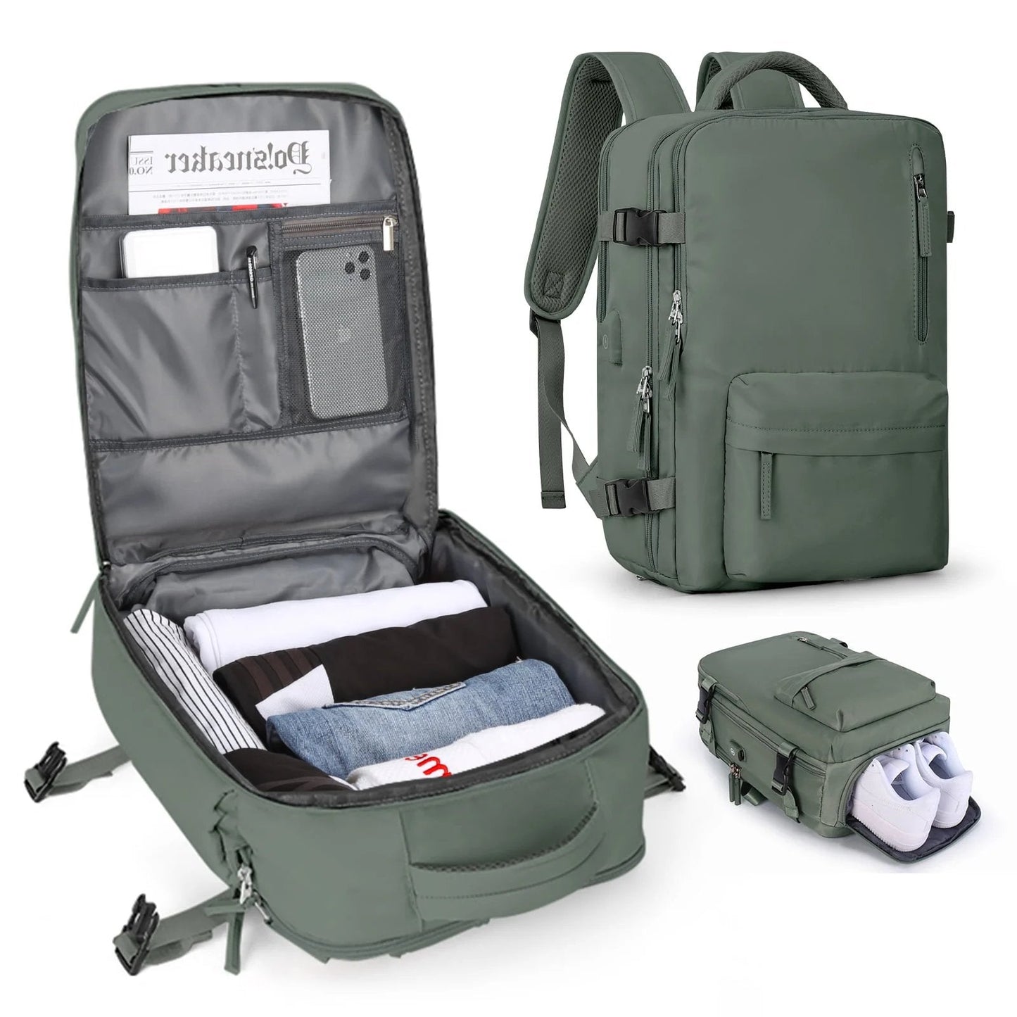 Waterproof Travel Backpack with USB Port – 30L Hiking & Commuter Backpack for Men & Women