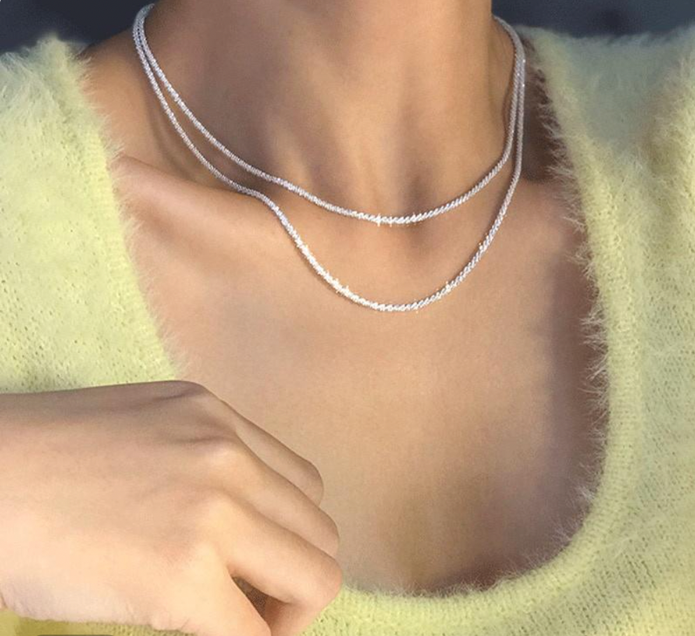 Minimalist Double Silver Layered Necklace – Elegant Stainless Steel Pendant Chain