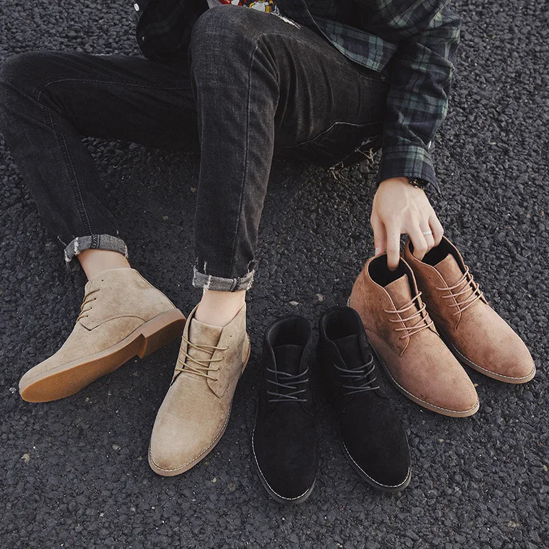 Men's Suede Desert Boots with Laces – Classic Chukka Style for Fall & Winter
