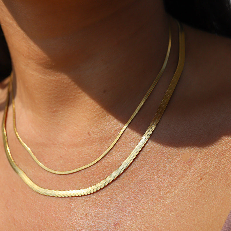 Gold Snake Chain Necklace – 14K Gold Plated, Adjustable Length, Minimalist Jewelry for Women