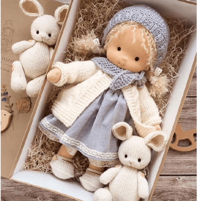 Handmade Fabric Doll – Cute Plush Toy with Accessories for Kids and Collectors