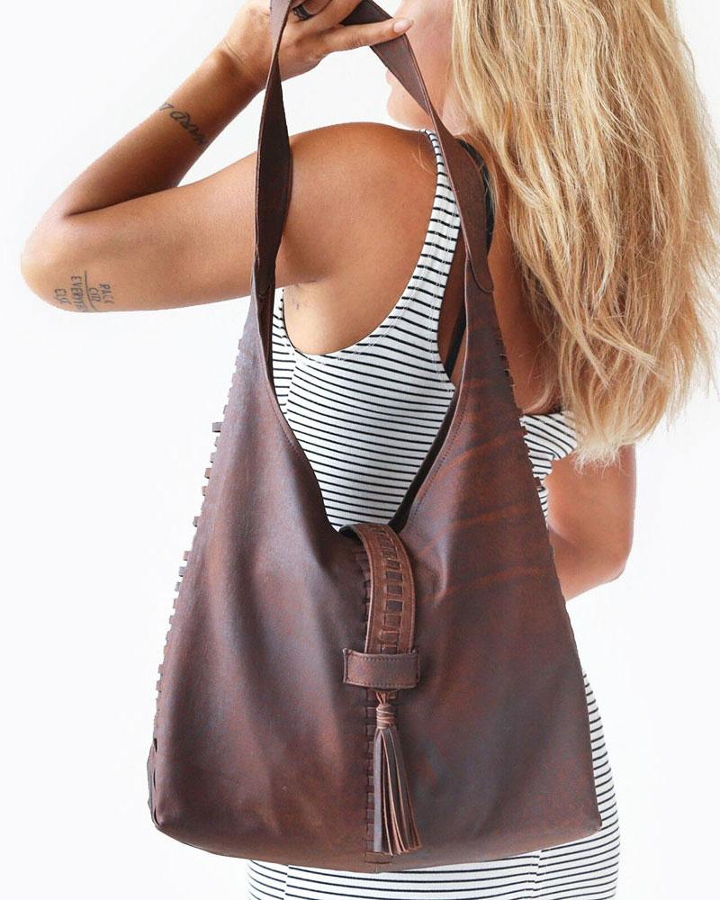 Brown Genuine Leather Shoulder Bag for Women – Spacious & Durable Everyday Handbag
