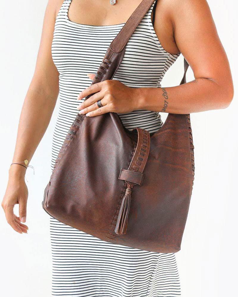 Brown Genuine Leather Shoulder Bag for Women – Spacious & Durable Everyday Handbag