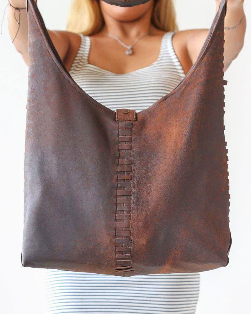 Brown Genuine Leather Shoulder Bag for Women – Spacious & Durable Everyday Handbag