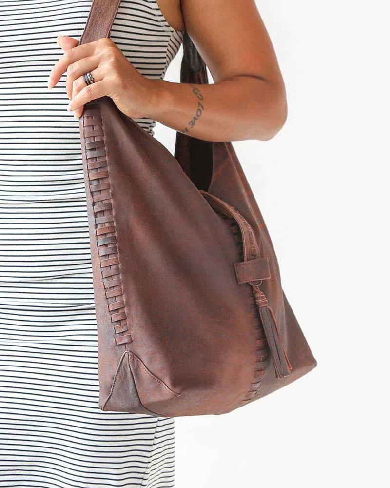 Brown Genuine Leather Shoulder Bag for Women – Spacious & Durable Everyday Handbag