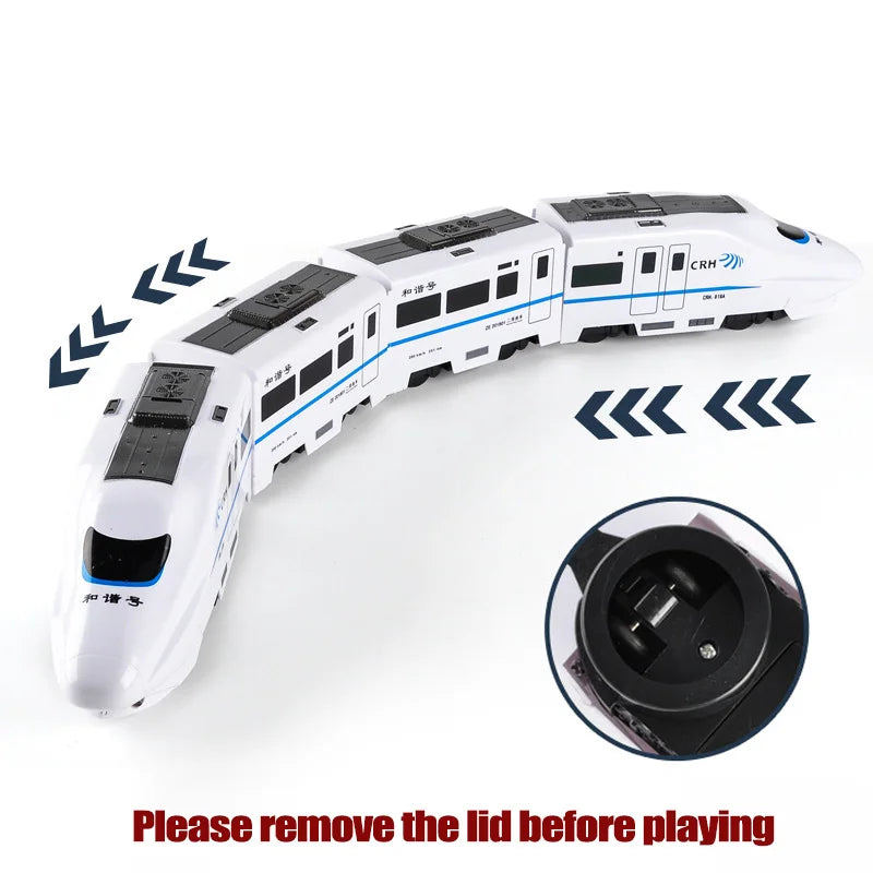 Self-Driving Toy Train – White Electric Train for Kids with Lights & Sounds