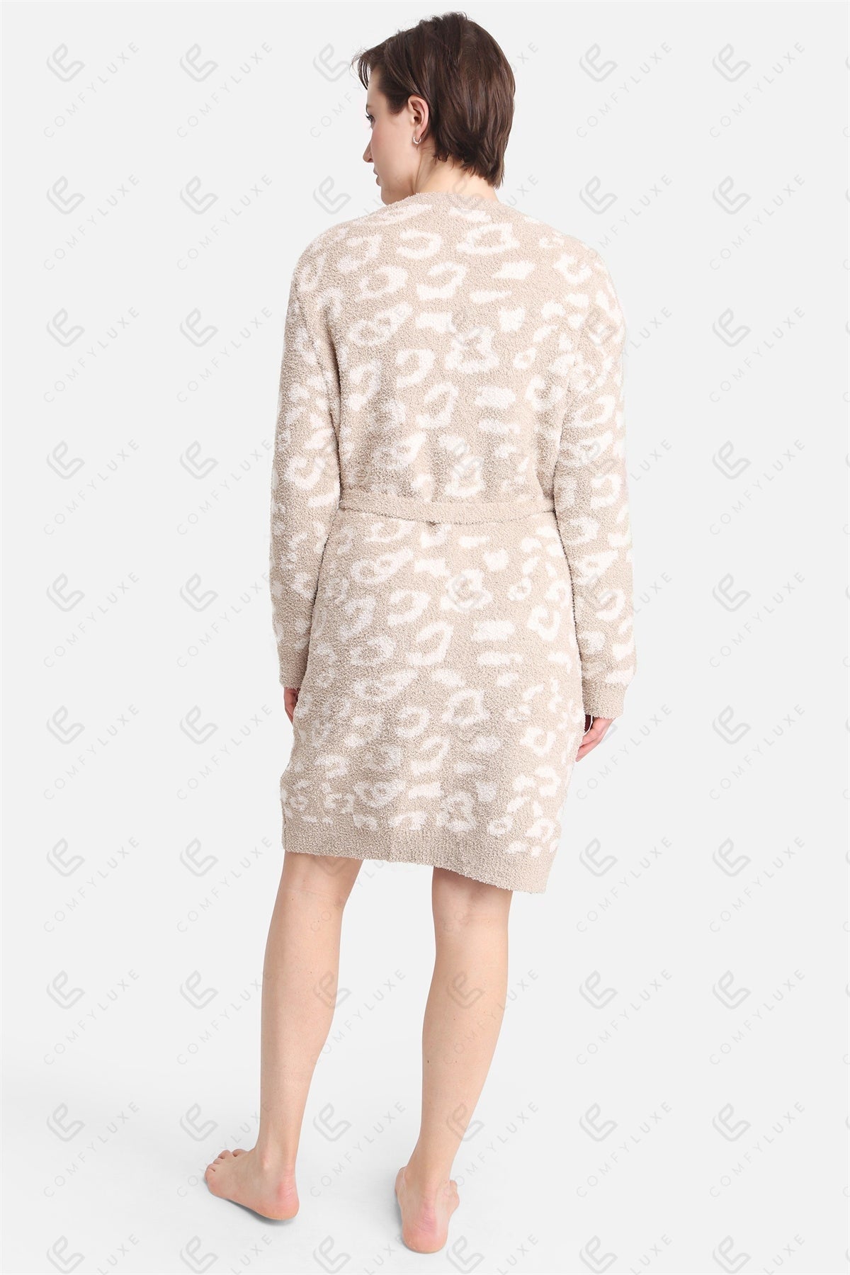 Luxe Leopard Print Microfiber Robe with Pockets & Belt – Ultra-Soft Loungewear for Women