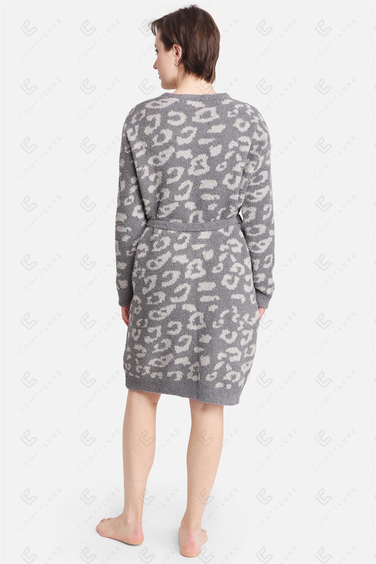 Luxe Leopard Print Microfiber Robe with Pockets & Belt – Ultra-Soft Loungewear for Women