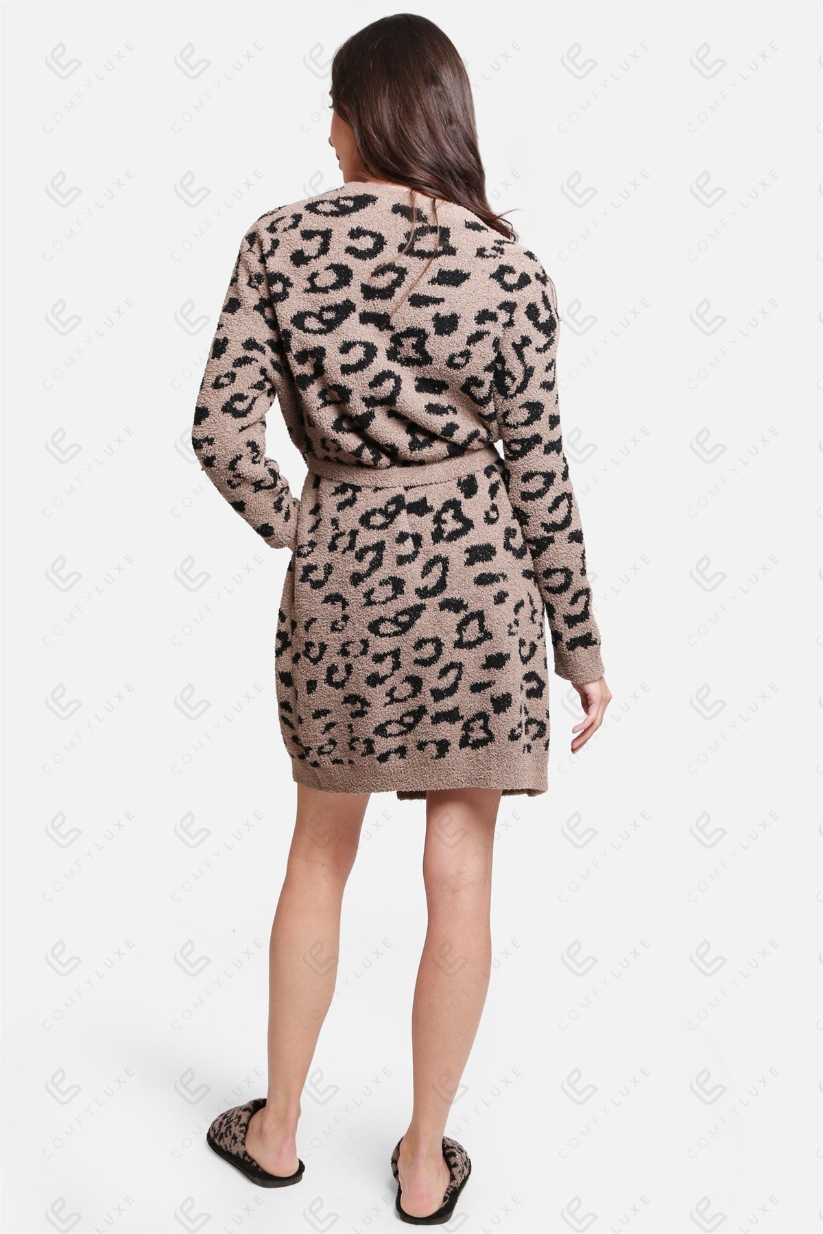 Luxe Leopard Print Microfiber Robe with Pockets & Belt – Ultra-Soft Loungewear for Women