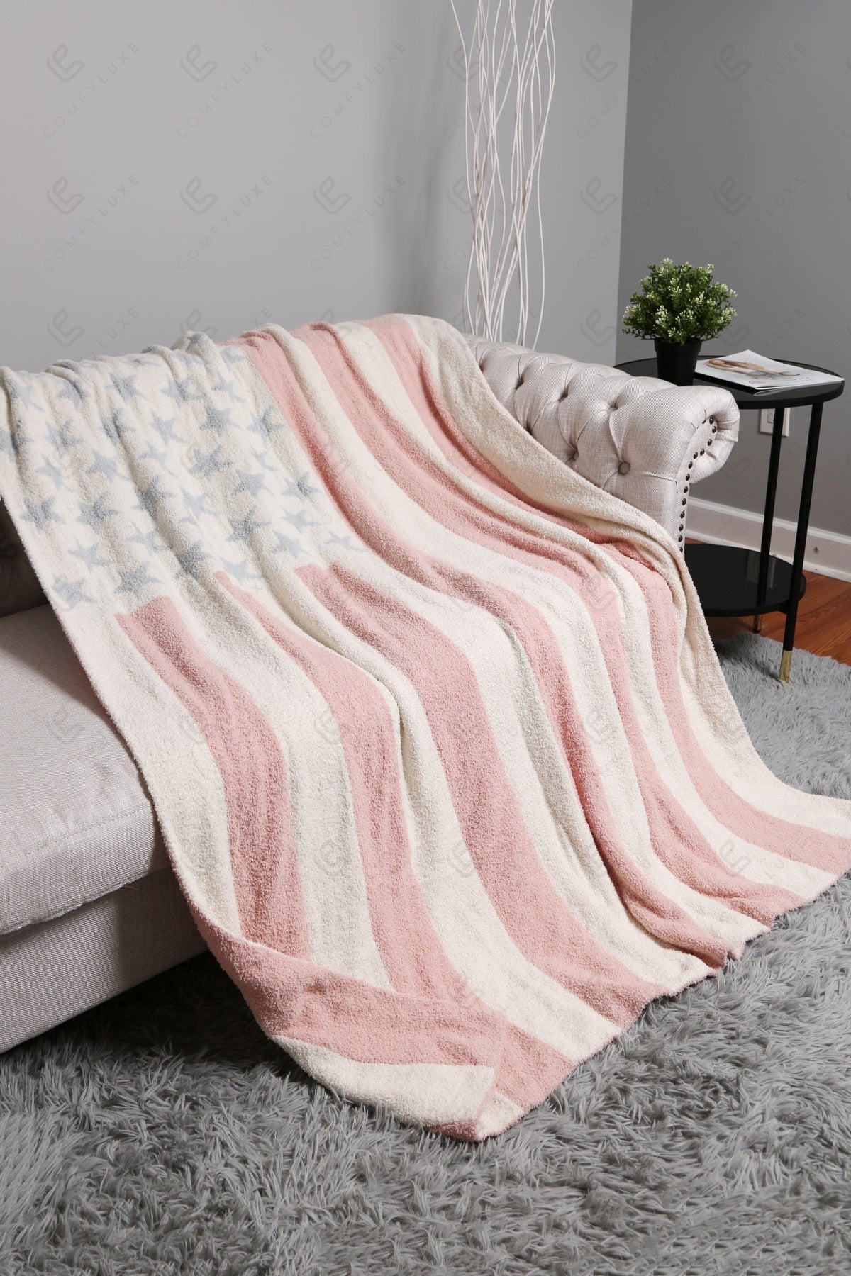 Patriotic American Flag Fleece Throw Blanket
