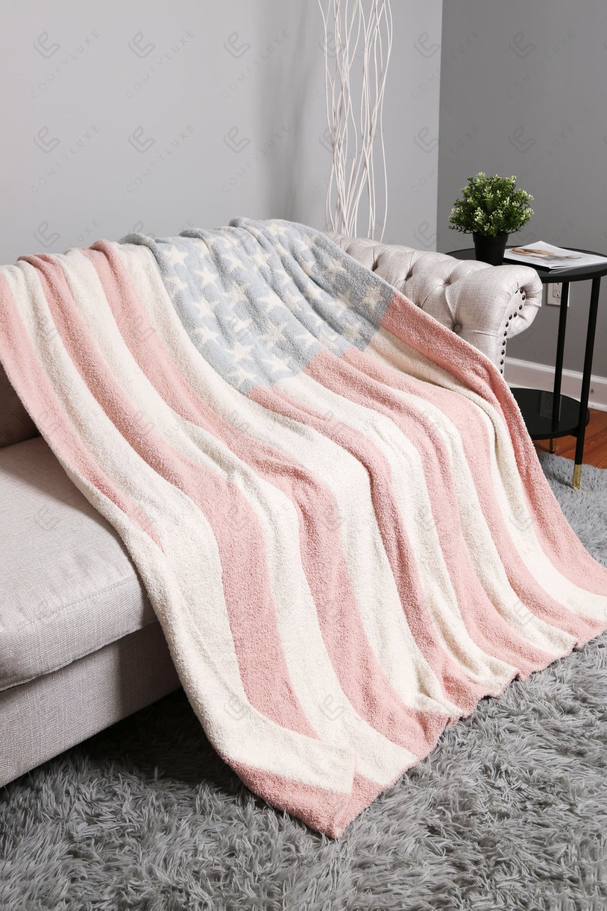 Patriotic American Flag Fleece Throw Blanket
