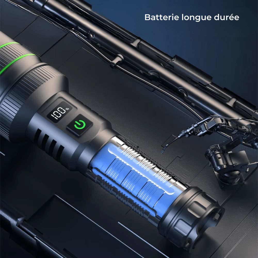 Rechargeable LED Tactical Flashlight with LCD Display & Power Bank Function