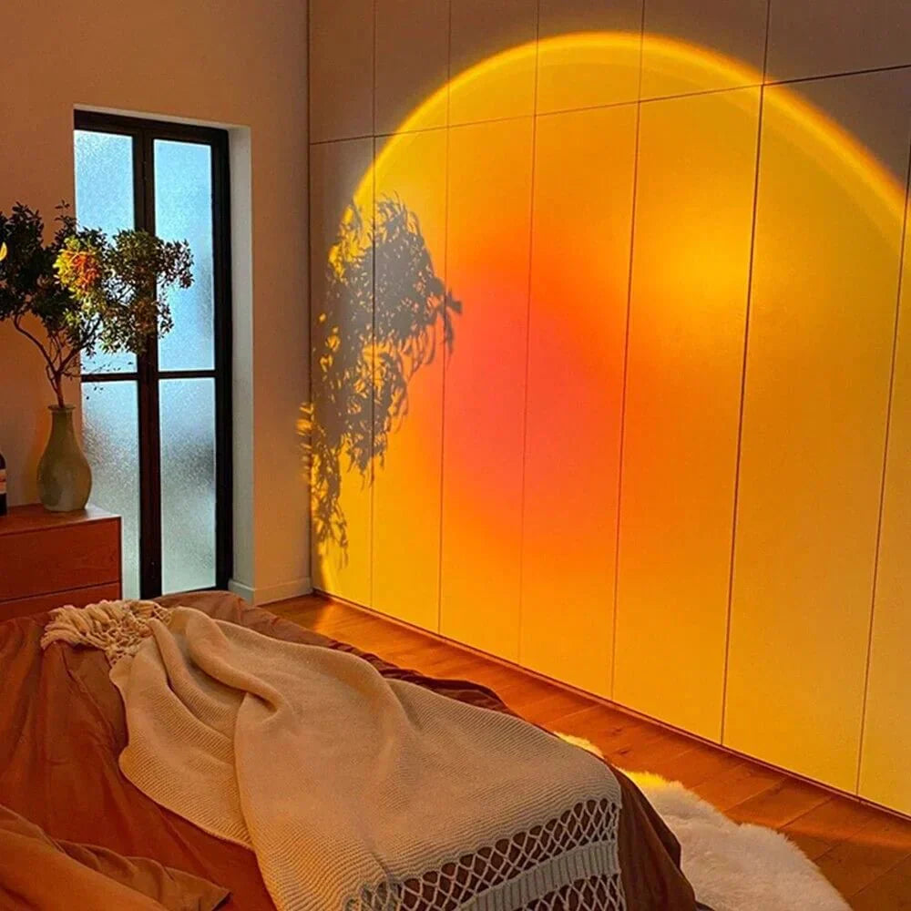 Sunset Projection Lamp – 360° Rotating LED Mood Light for Bedroom, Living Room & Photography | USB-Powered, Adjustable Angle