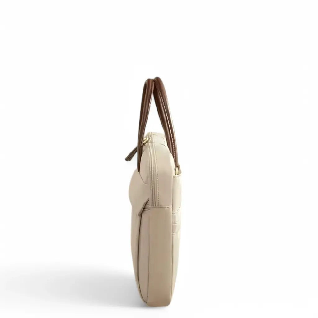 Beige Laptop Tote Bag for Women – Waterproof, Stylish, Fits 15.6" Laptops