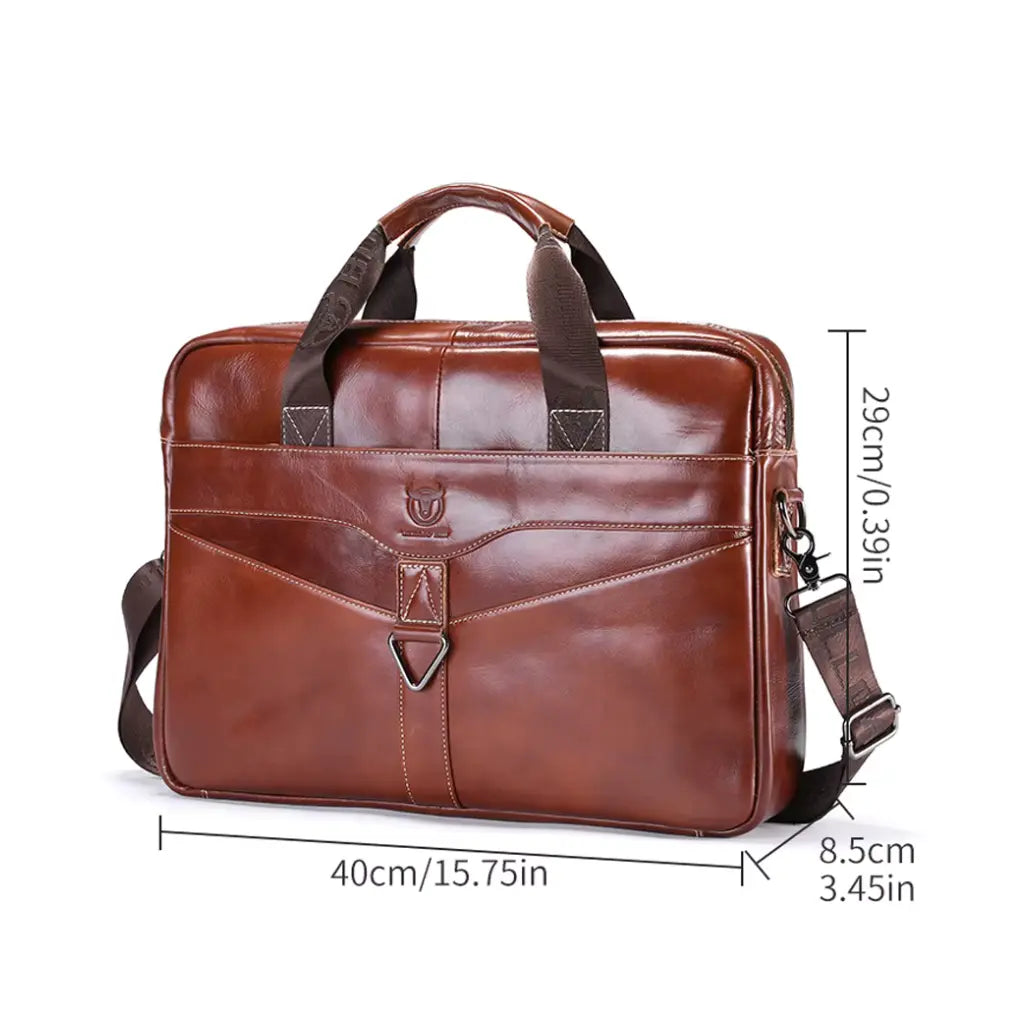 Brown Leather Work Briefcase – Classic Leather Laptop Bag for Men & Women