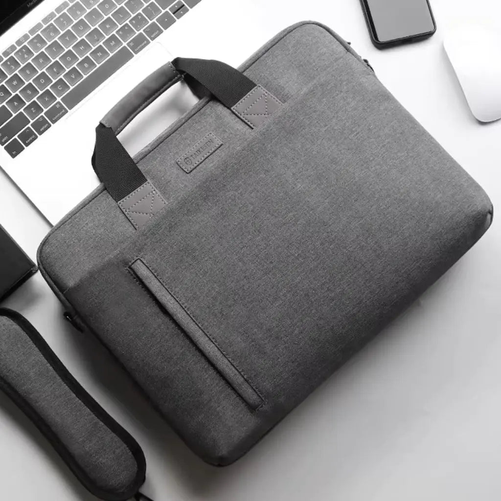 Waterproof 17-Inch Laptop Bag for Men – Grey Business Briefcase with Padded Protection