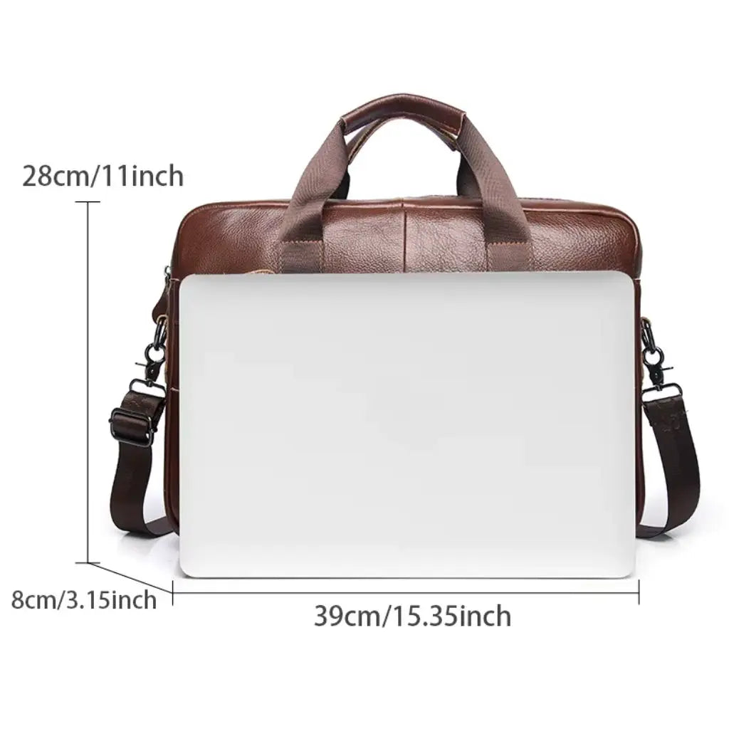 Premium Leather 15-Inch Laptop Bag for Men – Handcrafted Genuine Leather Briefcase