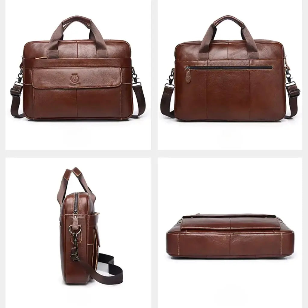 Premium Leather 15-Inch Laptop Bag for Men – Handcrafted Genuine Leather Briefcase