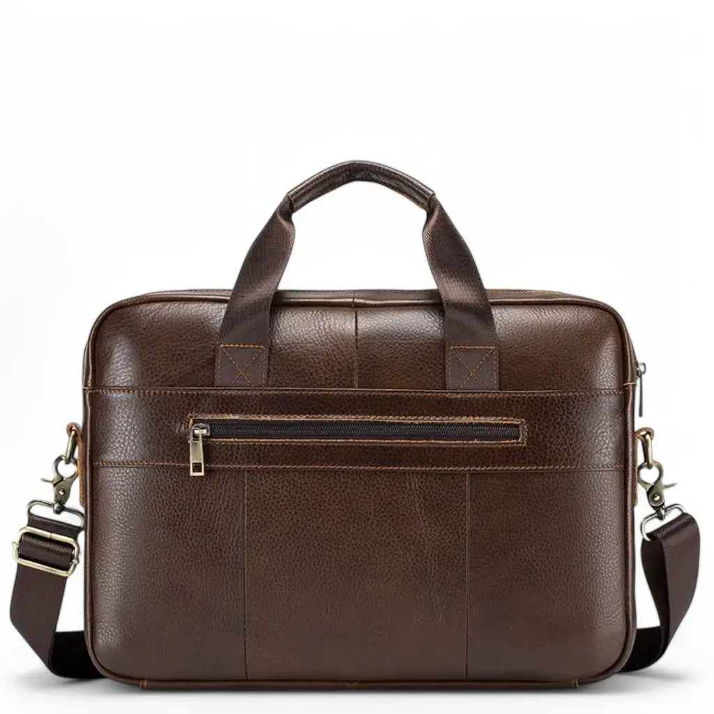 16" Brown Leather Laptop Bag for Men – Classic Design & Optimal Protection