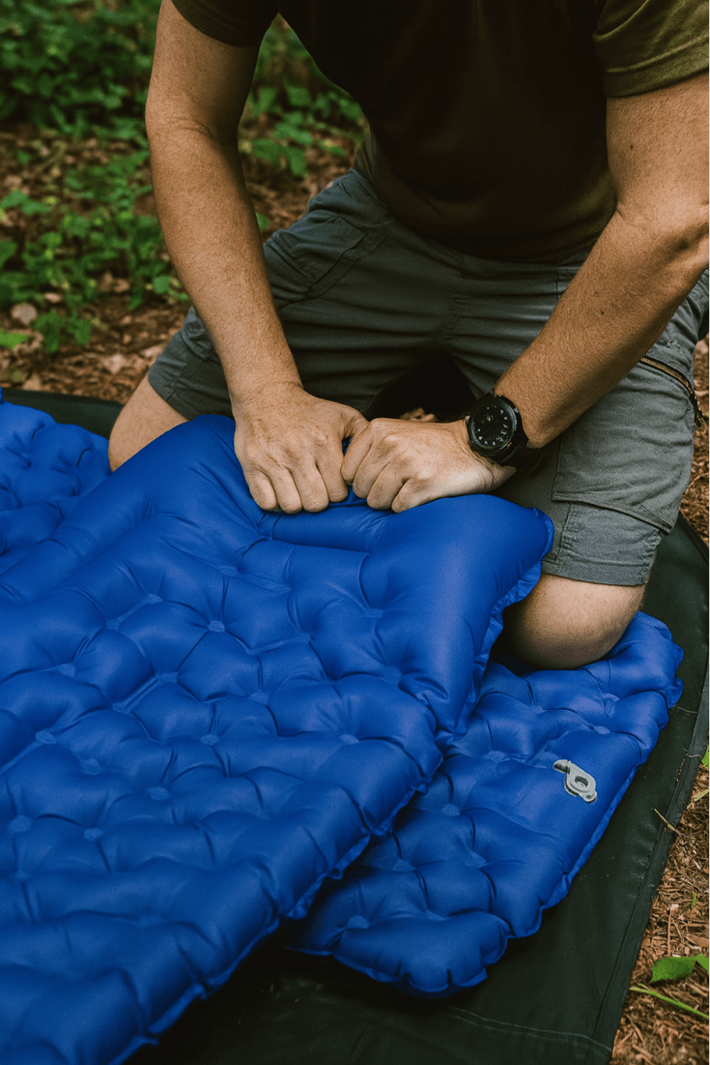 Inflatable Air Mattress with Integrated Pillow – Lightweight & Compact for Camping, Travel & Festivals