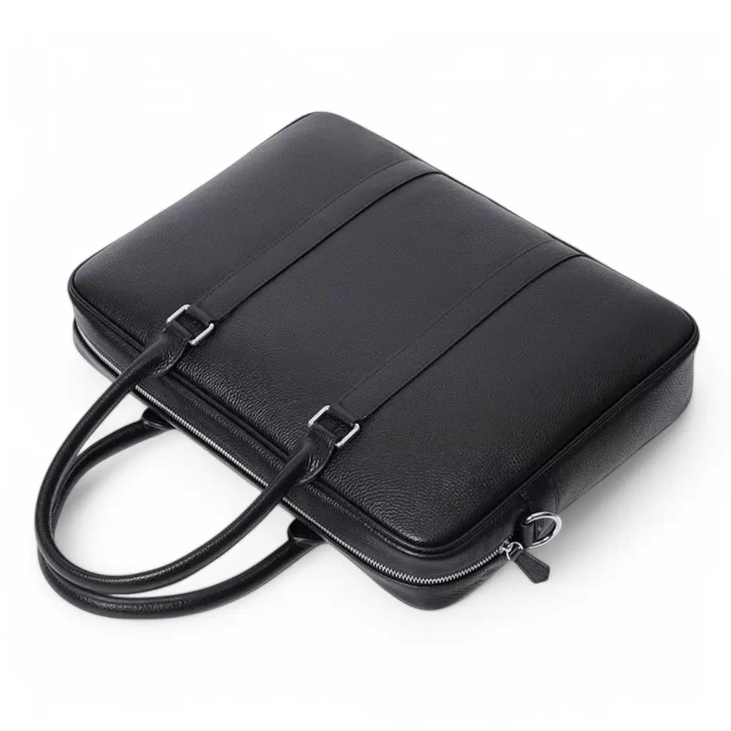 14-Inch Leather Laptop Bag for Men – Premium Cowhide Briefcase with Multiple Compartments