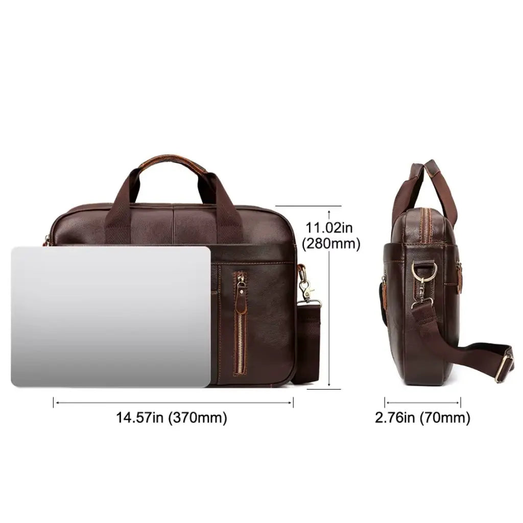 Premium 13-Inch Leather Laptop Bag for Men – Genuine Leather, Stylish & Functional