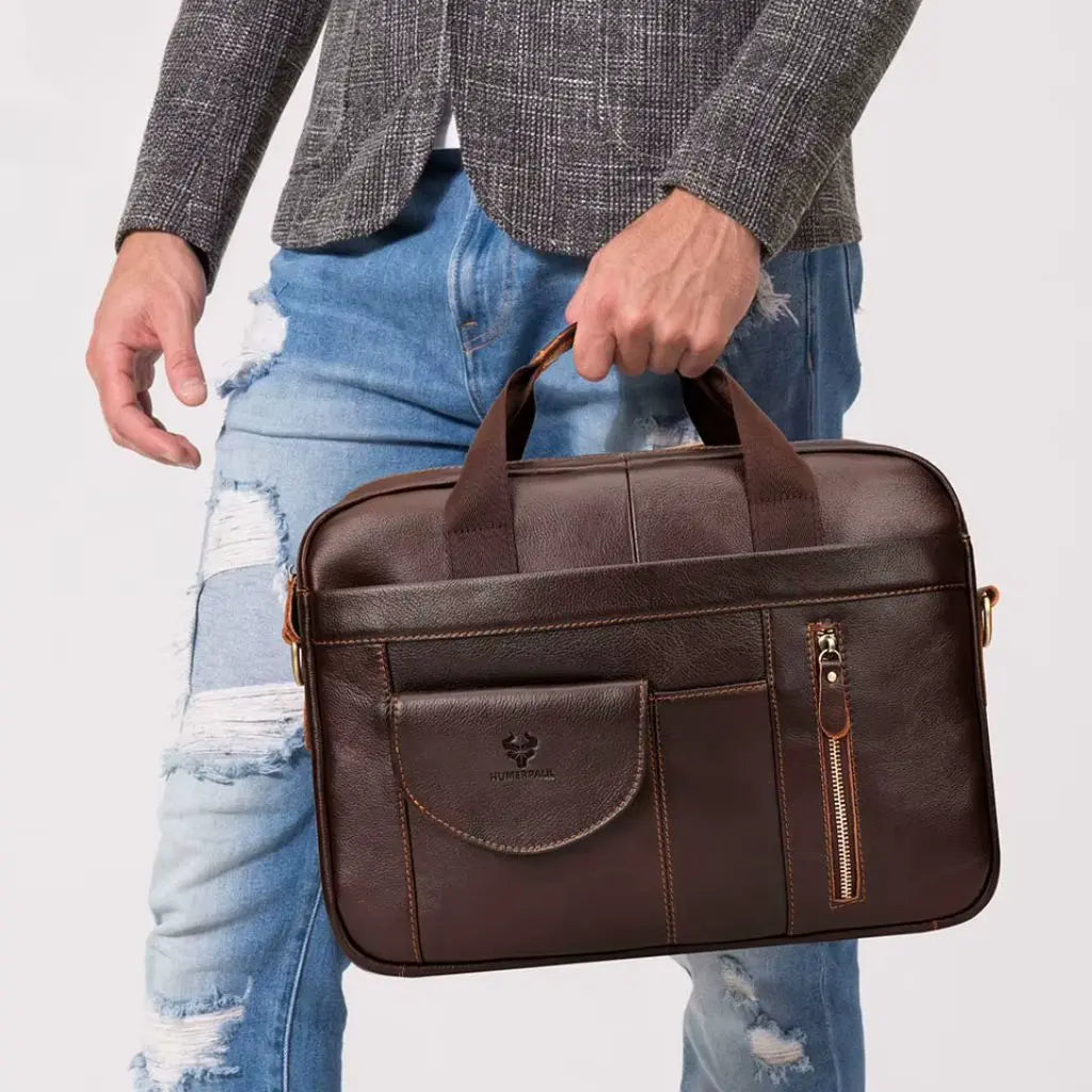 Premium 13-Inch Leather Laptop Bag for Men – Genuine Leather, Stylish & Functional