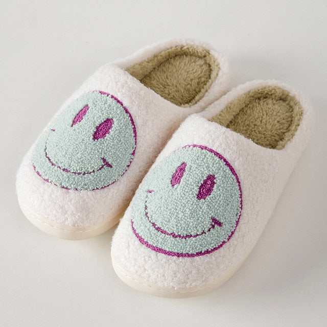 Smiley Face Slippers – Cozy, Non-Slip Plush House Shoes for Women & Men