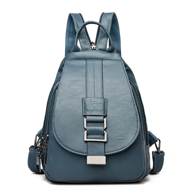 Waterproof Vegan Leather Anti-Theft Backpack for Women – Convertible Rucksack & Handbag with Hidden Zipper