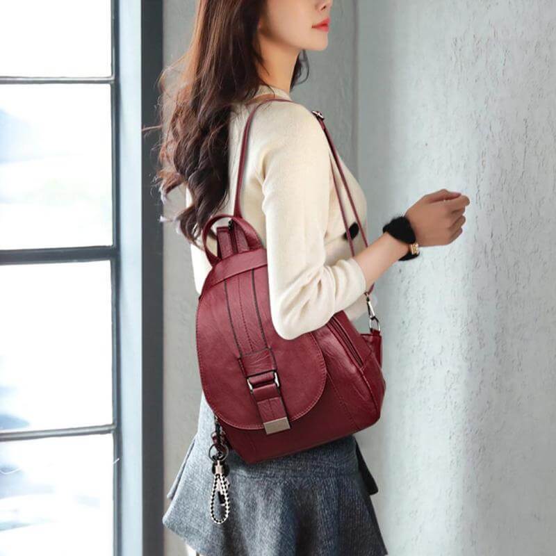 Waterproof Vegan Leather Anti-Theft Backpack for Women – Convertible Rucksack & Handbag with Hidden Zipper