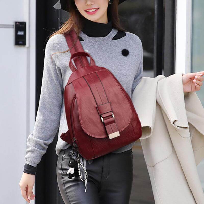 Waterproof Vegan Leather Anti-Theft Backpack for Women – Convertible Rucksack & Handbag with Hidden Zipper