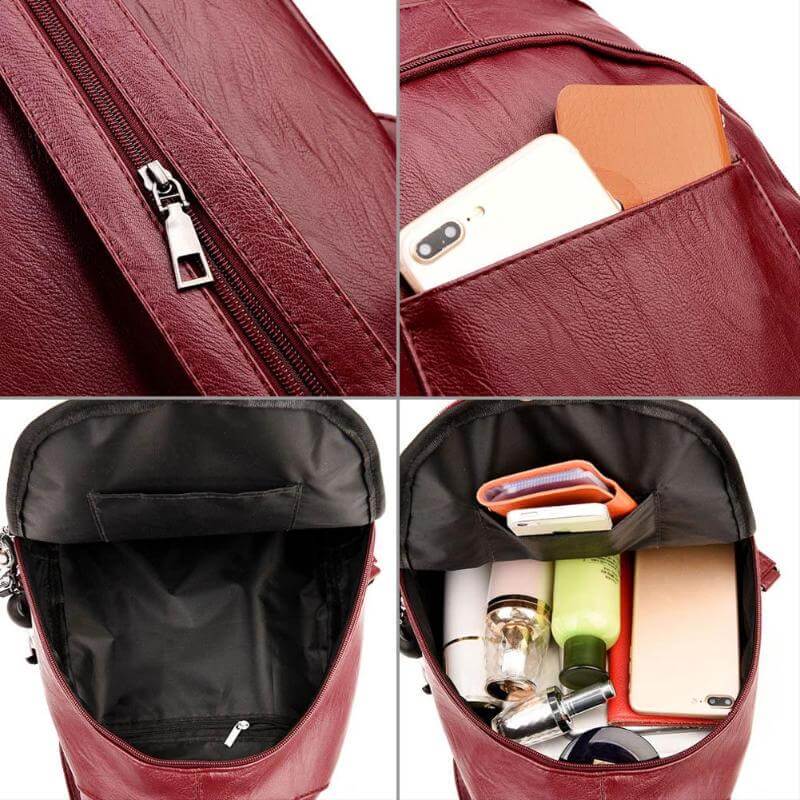 Waterproof Vegan Leather Anti-Theft Backpack for Women – Convertible Rucksack & Handbag with Hidden Zipper