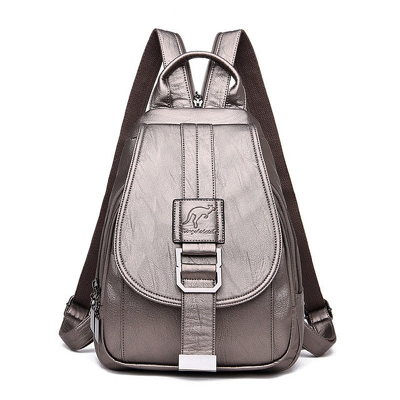 Waterproof Vegan Leather Anti-Theft Backpack for Women – Convertible Rucksack & Handbag with Hidden Zipper