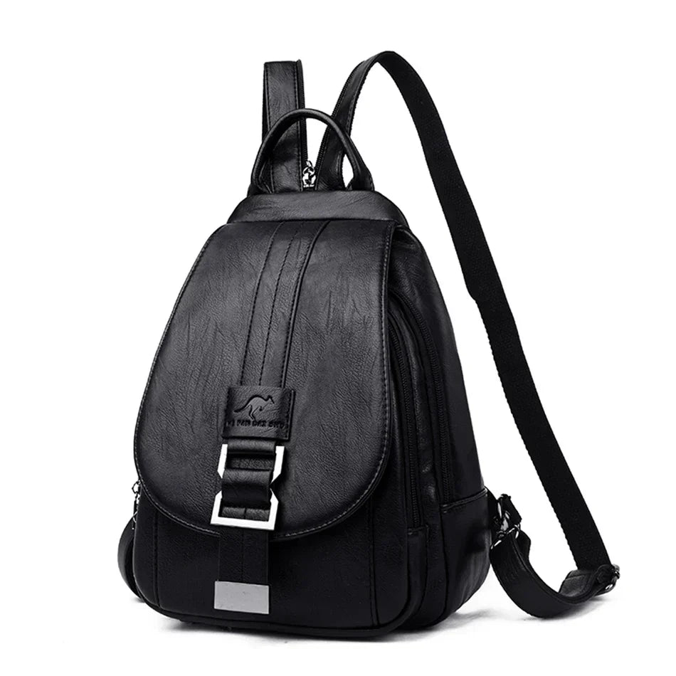 Waterproof Vegan Leather Anti-Theft Backpack for Women – Convertible Rucksack & Handbag with Hidden Zipper