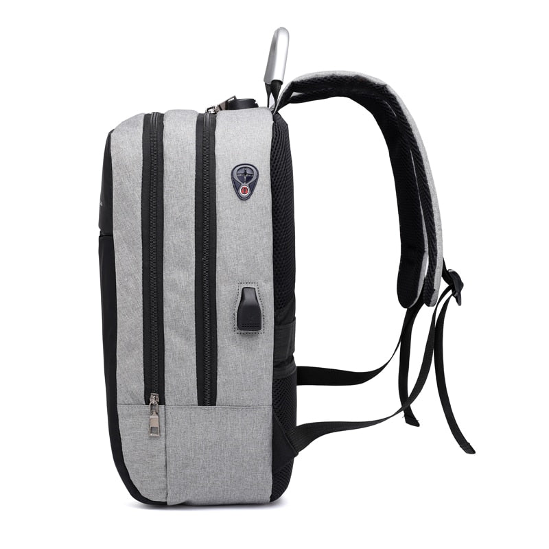 Waterproof Anti-Theft Laptop Backpack 15.6" – USB Charging Port – Grey/Black Business & Travel Bag