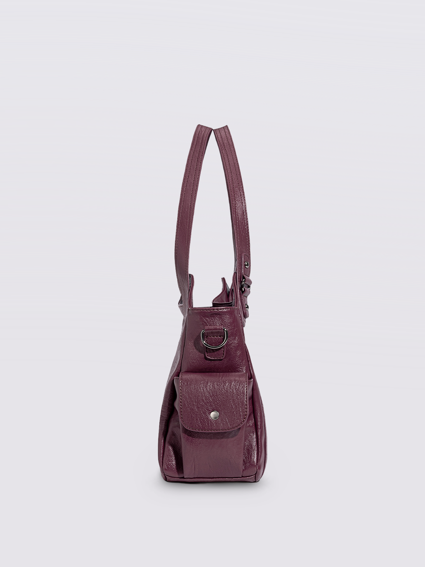 Black Leather Shoulder Bag with Side Pockets – Spacious & Elegant Women’s Leather Handbag