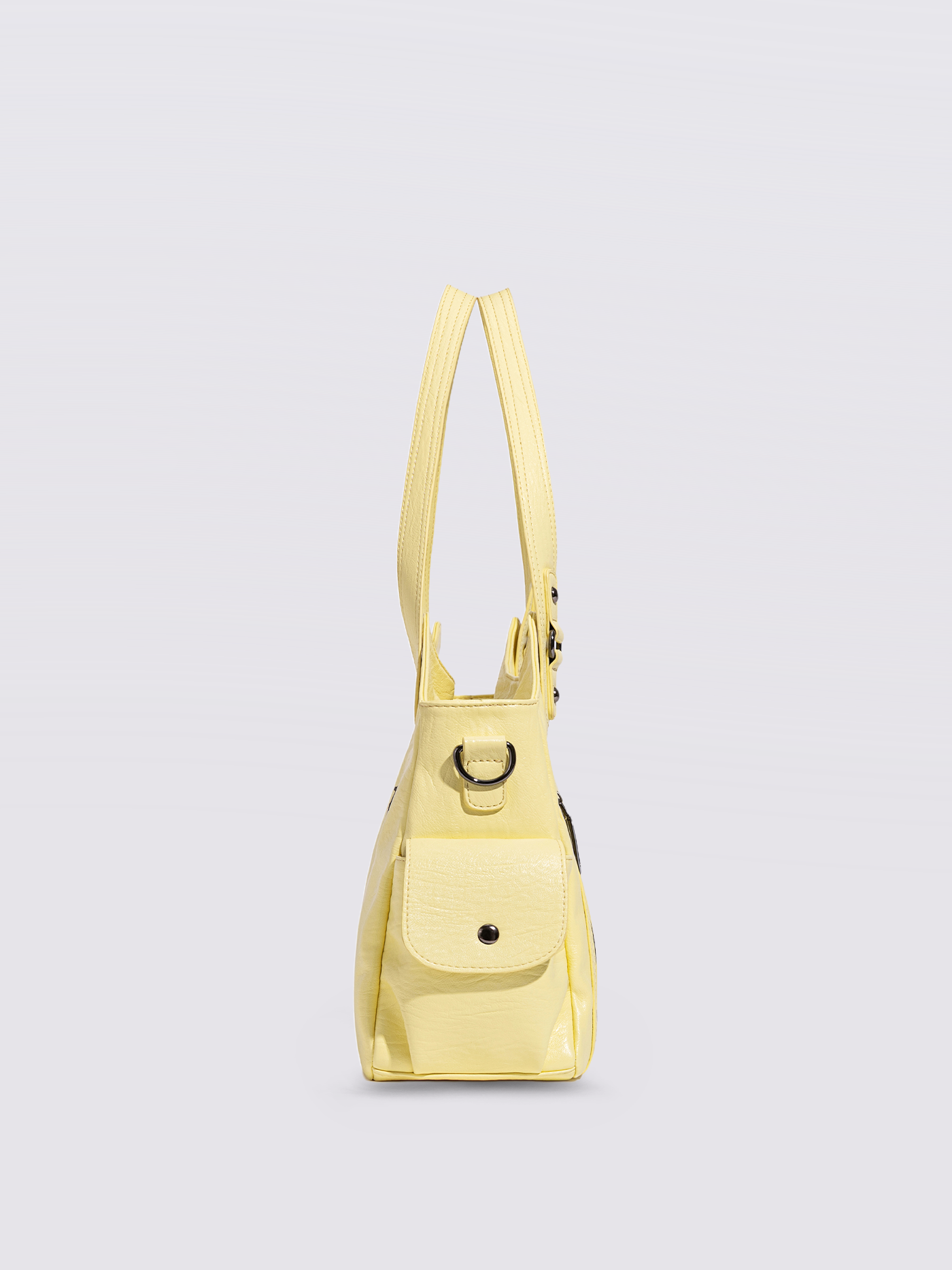 Black Leather Shoulder Bag with Side Pockets – Spacious & Elegant Women’s Leather Handbag