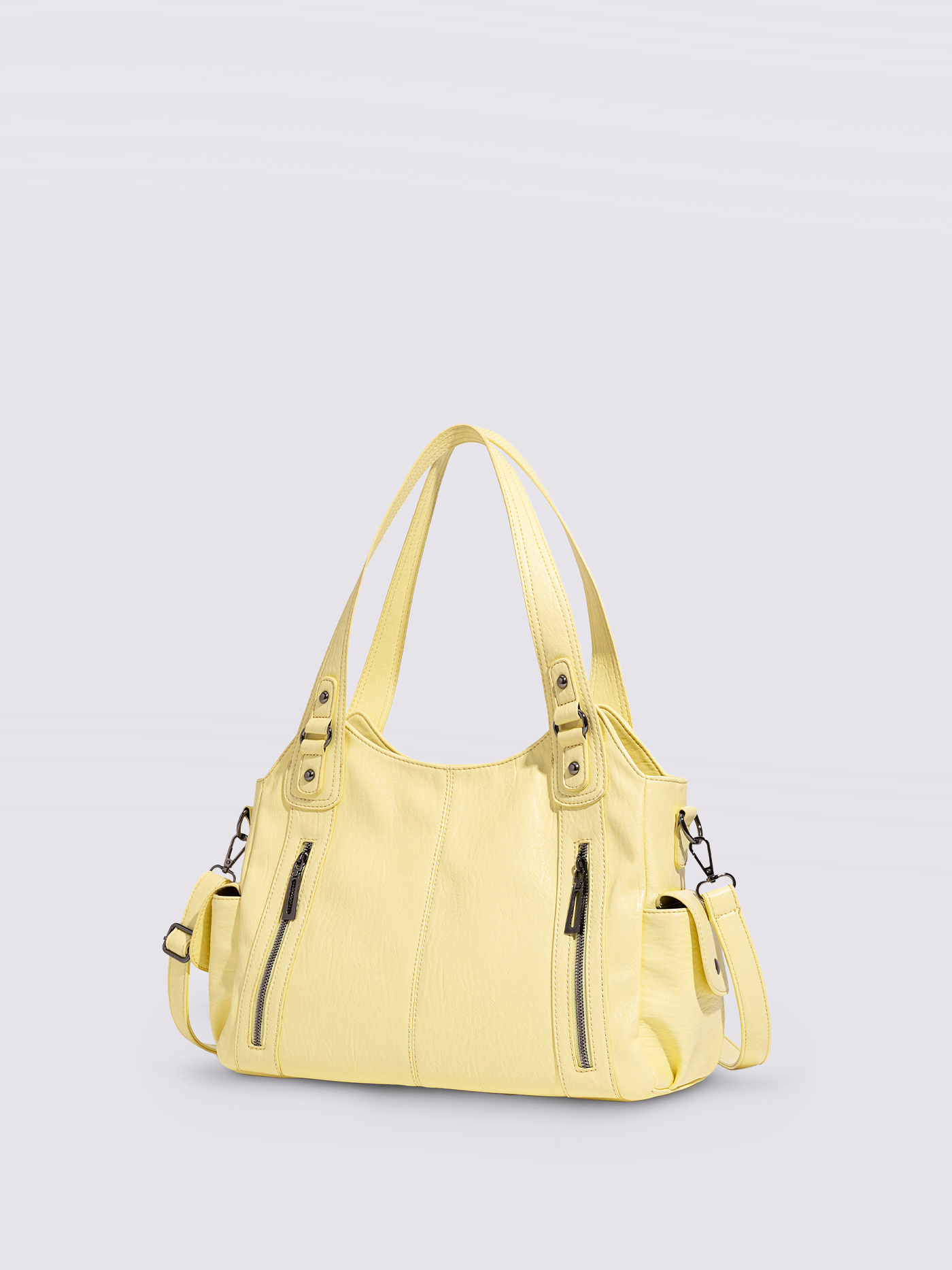 Black Leather Shoulder Bag with Side Pockets – Spacious & Elegant Women’s Leather Handbag