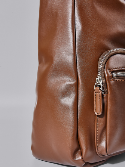 Modern Shoulder Bag with Front Pockets – Vegan Leather