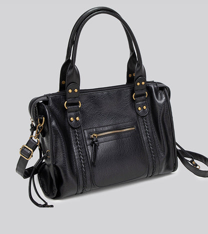 Black Handbag with Zipper – Bold & Spacious Design