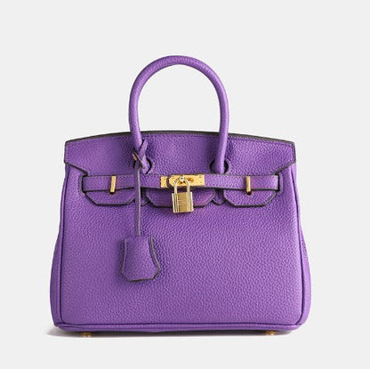 Luxury Women's Leather Shoulder Bag with Lock – Structured PU Tote for Work & Daily Use