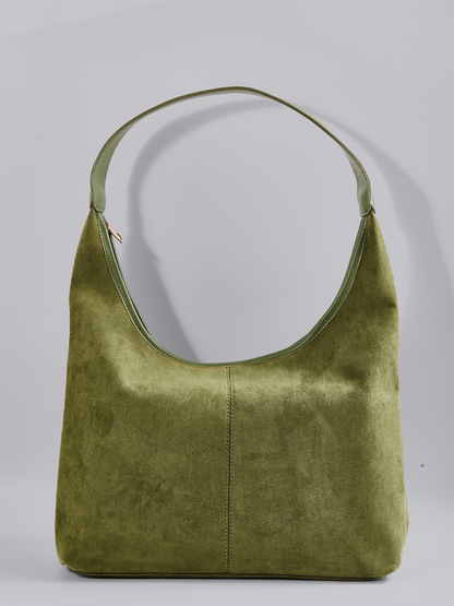 Black Suede Shoulder Bag – Minimalist & Spacious Design
